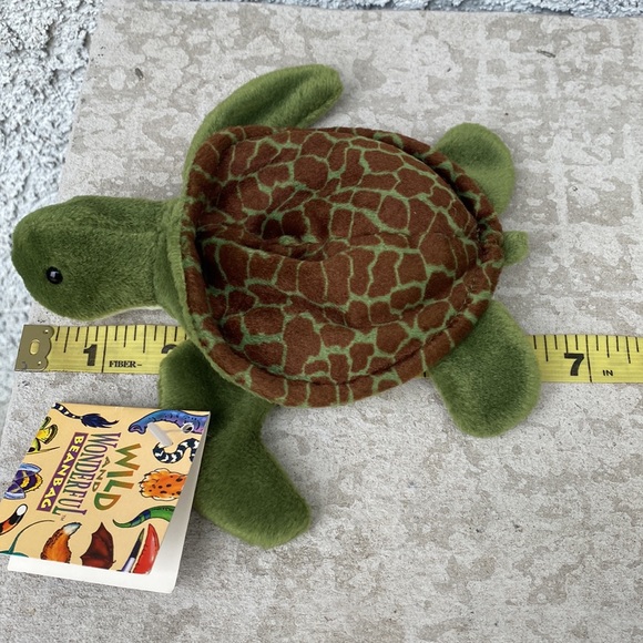 Wild and Wonderful Beanbag Green Ocean Sea Turtle Stuffed Animal Plush Toy 90s - Picture 8 of 8